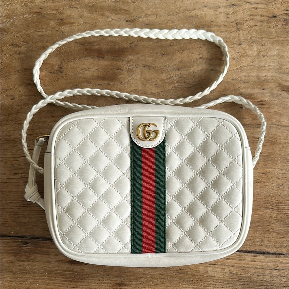 Gucci White Quilted Crossbody Bag